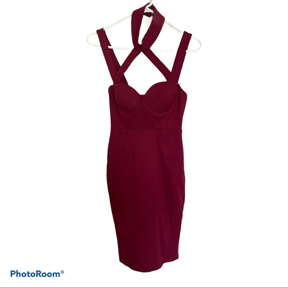 Hello Molly Strappy Dress Maroon Size 8